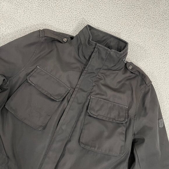 Tumi Tech Jacket Men M Black Utility Packable Hood Full Zip - Picture 1 of 11